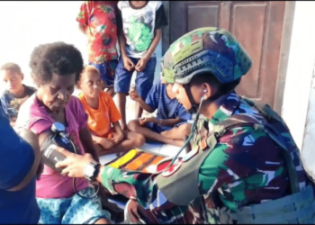 Satgas Yonif 642/Kps Gelar Pelayanan Kesehatan Kepada Masyarakat Kampung Naikere